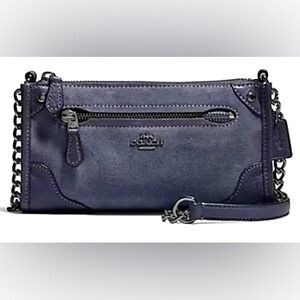 Coach Leather Chain Strap Crossbody Bag Front Zip